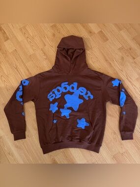 Sp5der Beluga Hoodie Men’s NWT - Blue & Brown